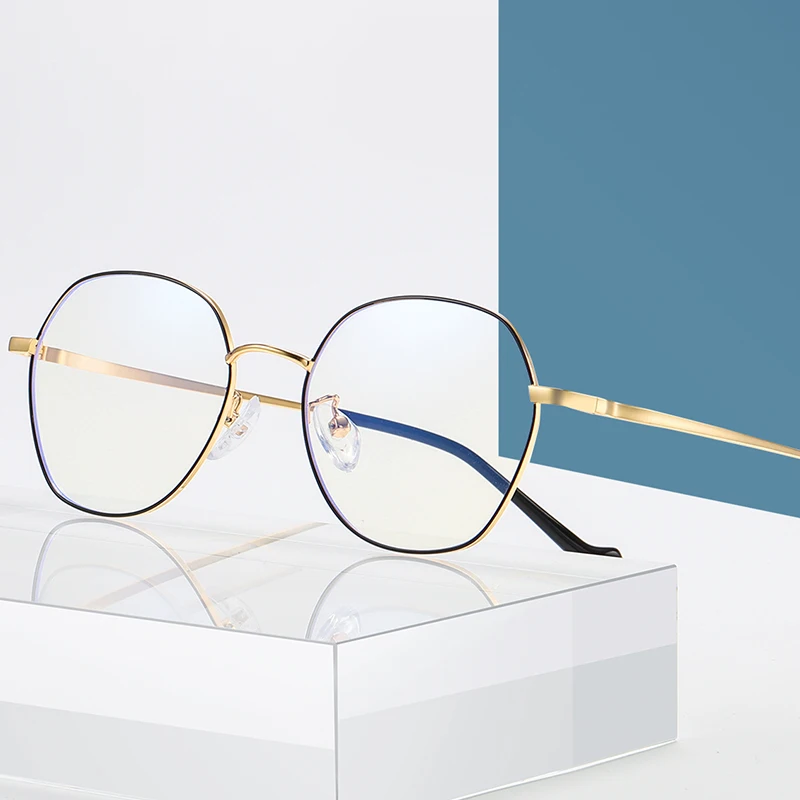 

Mens glasses frames Women Clear Retro Computer Eyeglasses Polygonal metal eyewear frames spectacles men oculos grau feminino