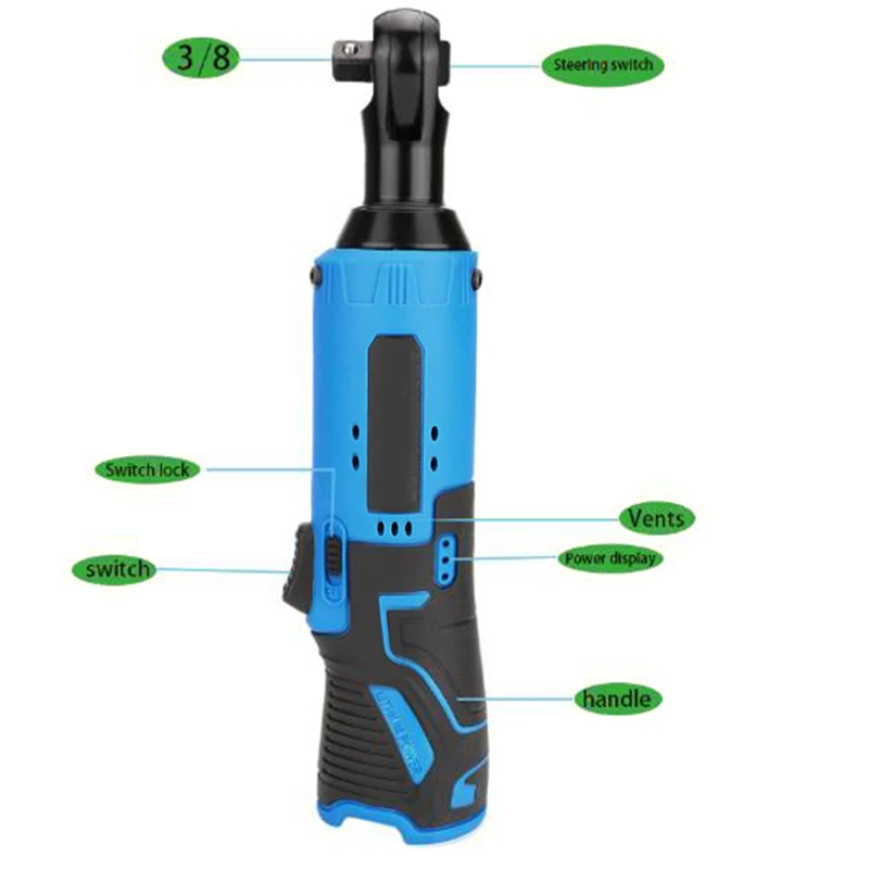 1*Wrench 1*Battery 1*Charger Tools Accessories12V 40NM Wireless Rechargeable Electric Ratchet Wrench Kit with Battery Charger
