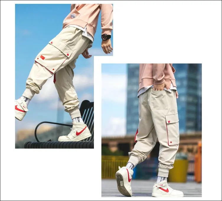 Осенние новые шаровары Беговые Брюки карго мужские хип хоп карманы модные повседневные спортивные брюки уличная пот брюки