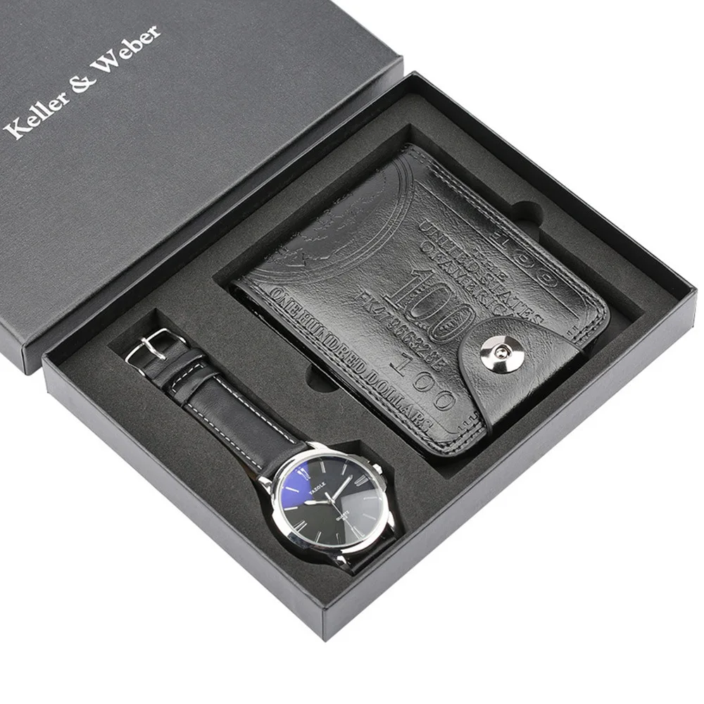 

Men's Gift Set Beautifully Packaged Watch + Wallet Set Quality-Creative Combination Set