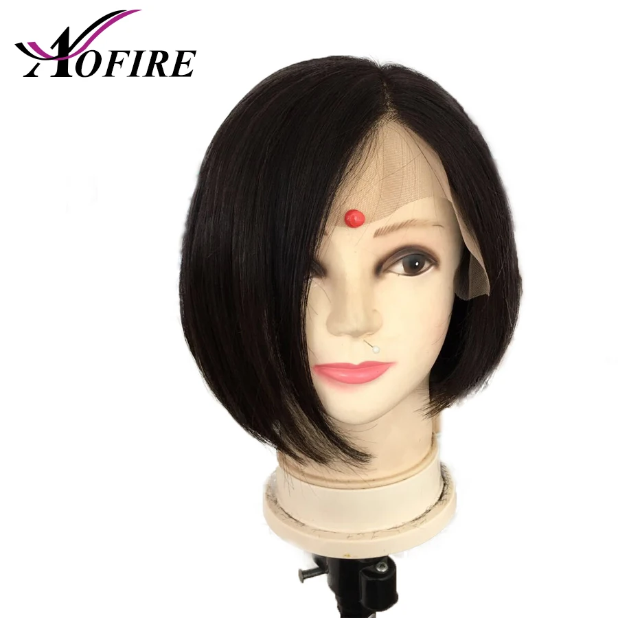 150% плотность короткий боб парик перуанский Remy прямые стриженые волосы 13x6