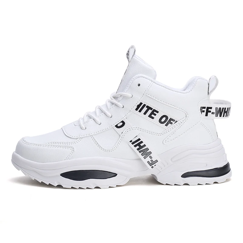 New High Quality PU Leather Sneakers For Couple Men Running Shoes Outdoor Walking Sport Shoes Soft Sole Non-slip Shoes Men - Цвет: white black G015