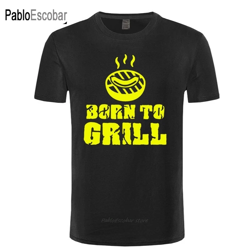 Новая летняя футболка из чистого хлопка в стиле хип-хоп с принтом Born To Grill BBQ для