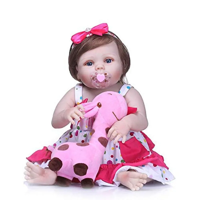 Reborn baby girl Куклы Силиконовые полный тело 22 дюймов глаза открытый, реалистичные Reborn Кукла виниловая кукла Newborn baby из силикона Девушка с одеждой