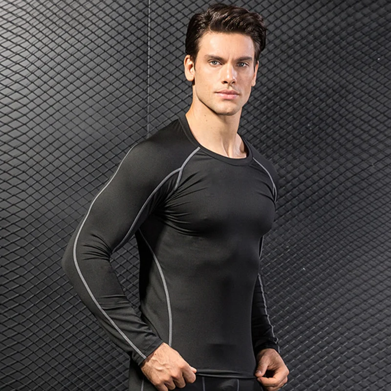 Customize LOGO Long Sleeve Running T Shirt Men Quick Dry Jogging Tshirt Compression Gym Fitness Rashguard Sportswear Top Tees 4