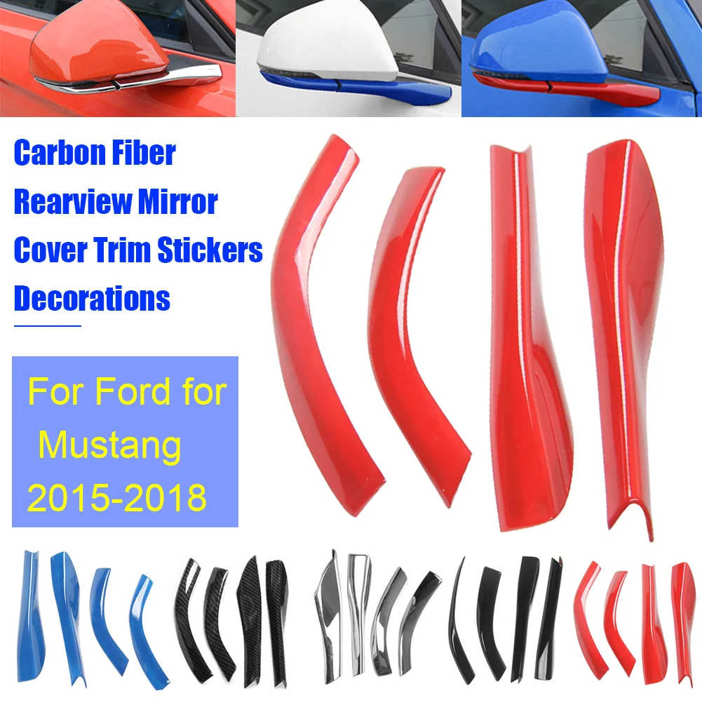 

4pcs ABS Carbon Rearview Mirror Base Cover Trim Car Stickers Decorations For Ford for Mustang 2015-2018 Car Accessories