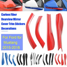 4pcs ABS Carbon Rearview Mirror Base Cover Trim  Car Stickers Decorations For Ford for Mustang 2015-2018 Car Accessories