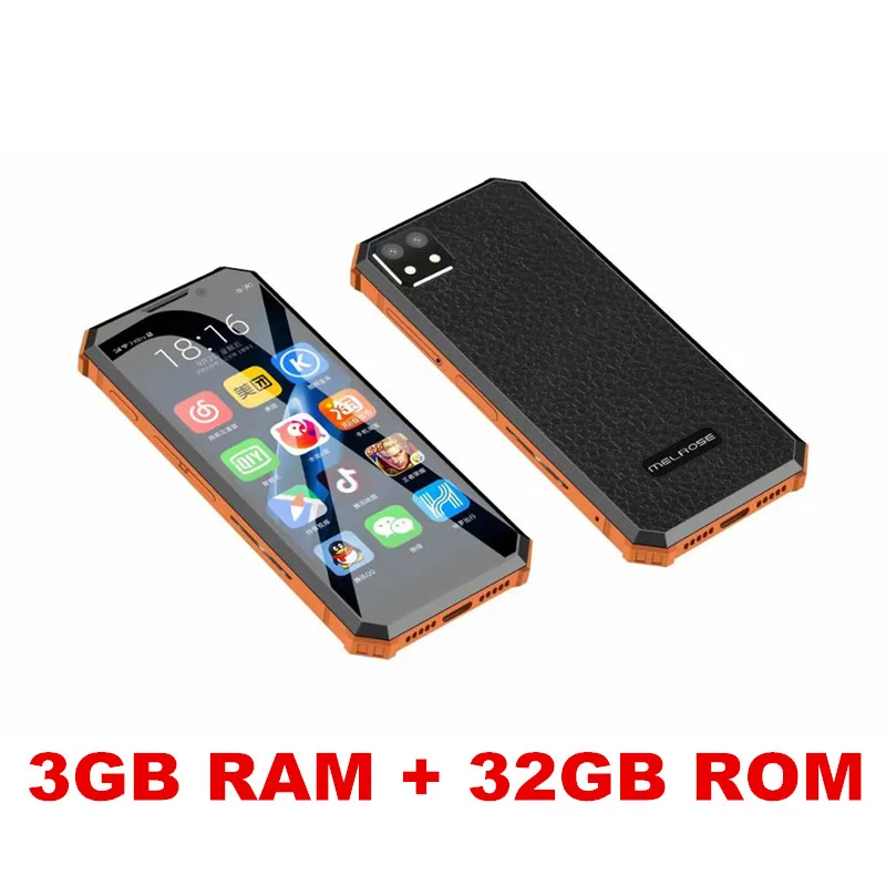 Melrose END Android Telefone Mini Portable Cheap Smartphone 3.4'' Fingerprint ID 5MP 4G 3GB RAM Ultra Slim Mobile Phones - Цвет: 32G ROM Orange