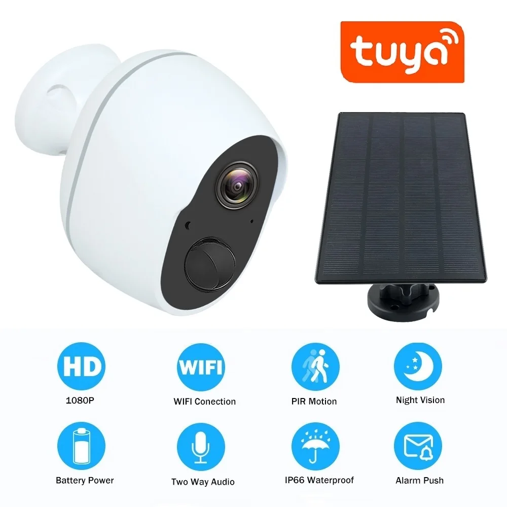Outdoor Solar Battery Camera WiFi Rechargeable Solar Panel Video Surveillance Wireless