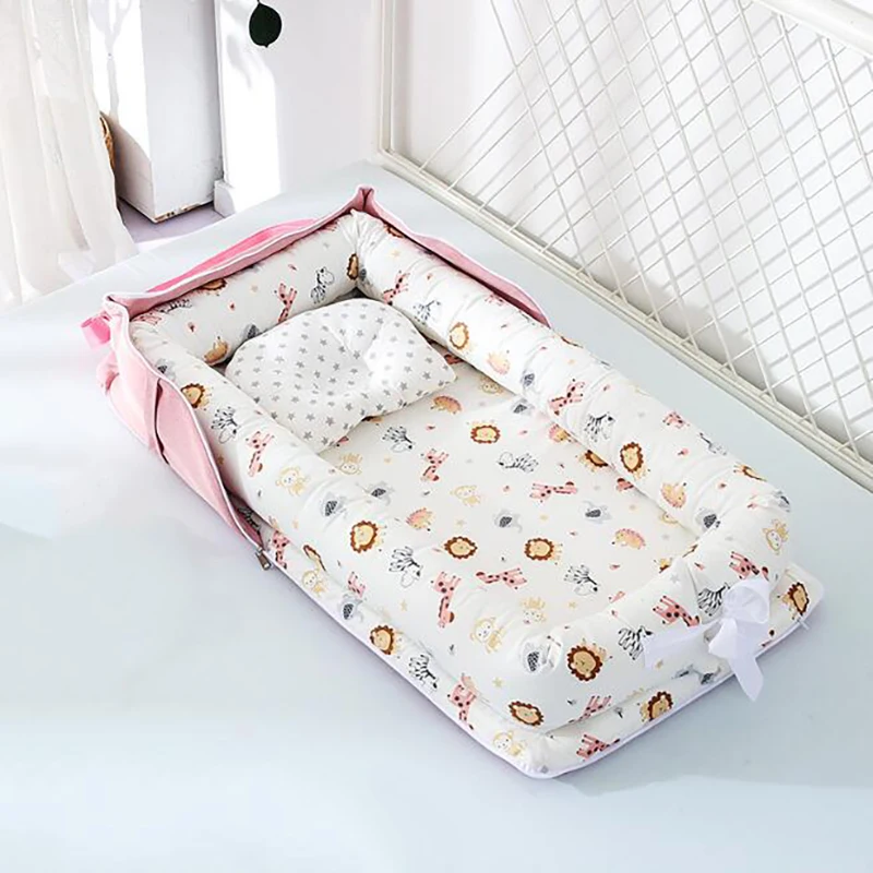 Портативная детская кроватка, складная подушка для новорожденной кровати, хлопковое гнездо, детское постельное белье, корзина, бамперы YHM030 - Цвет: YHM030B