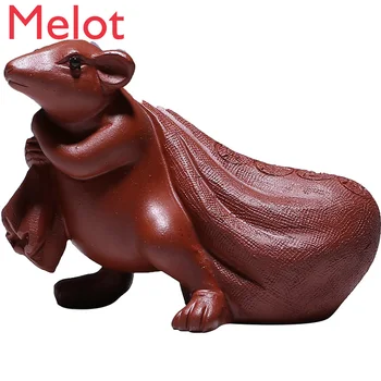 

Yixing Purple Sand Tea Pet Decoration Cool Creative Tea Ceremony Accessories Rat Year Mouse Tea Pet Supportable decor