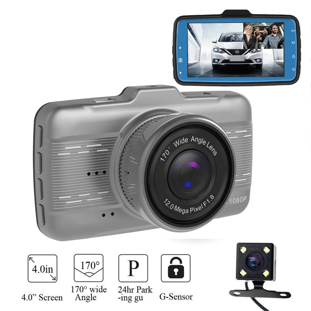 4 ''lcd ips Двойной объектив Автомобильный видеорегистратор FHD 1080P камера на приборной панели 170 ° для вождения DVR широкоугольная камера заднего вида# g4