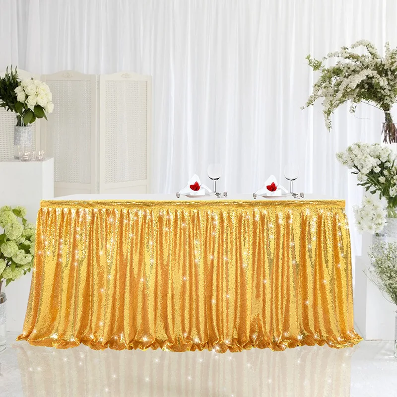 Sequin Table Skirt Glitter Table Skirts Tableware Baby Shower Birthday Party Decorations Banquet