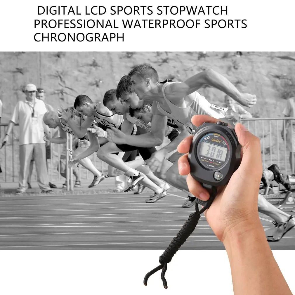 Портативный ABS счетчик времени цифровой lcd спортивный секундомер профессиональный водонепроницаемый спортивный хронограф прочный таймер