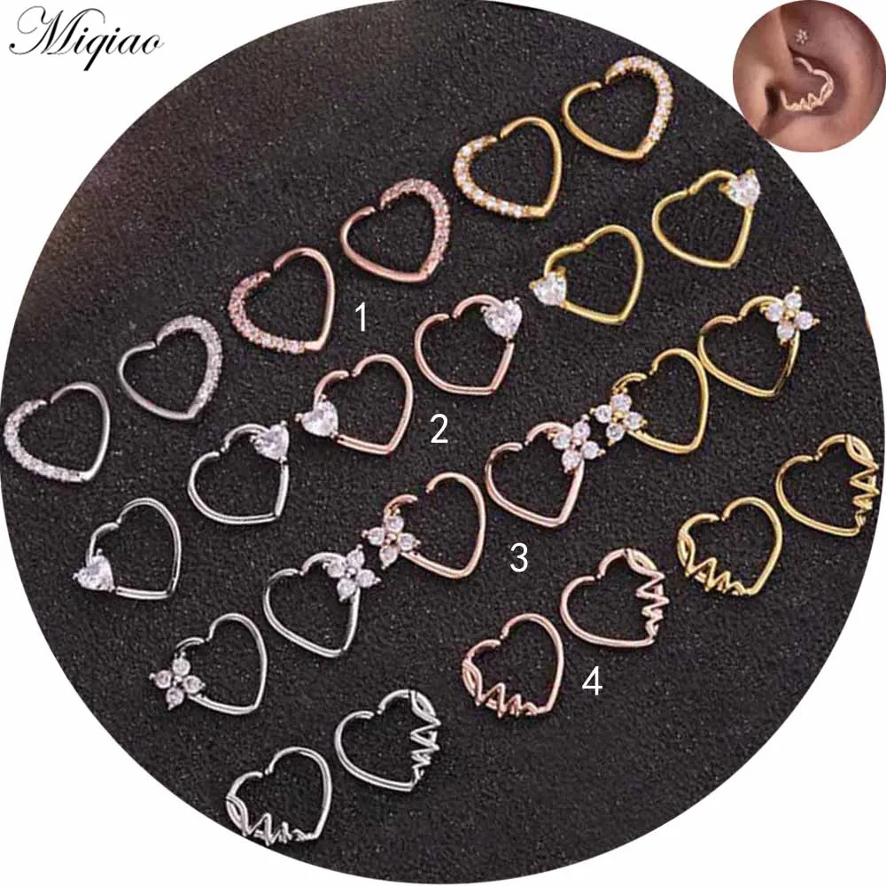 

Miqiao 2pcs Hot Sale Personalized Zircon Multicolor Peach Heart Earrings Exquisite Piercing Jewelry