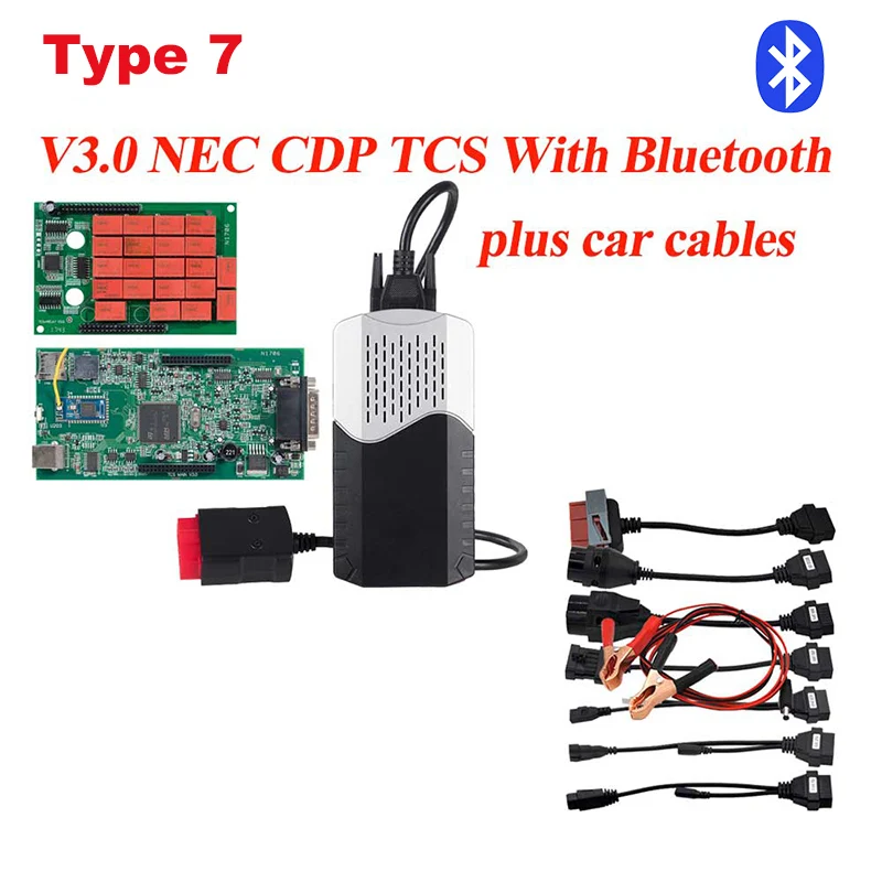 CDP TCS CDP Pro OBD2 Bluetooth R3 keygen,00 keygen для автомобилей/грузовиков OBD2 диагностический инструмент obd2 считыватель кодеров как MVD - Цвет: type7 cdp and cables