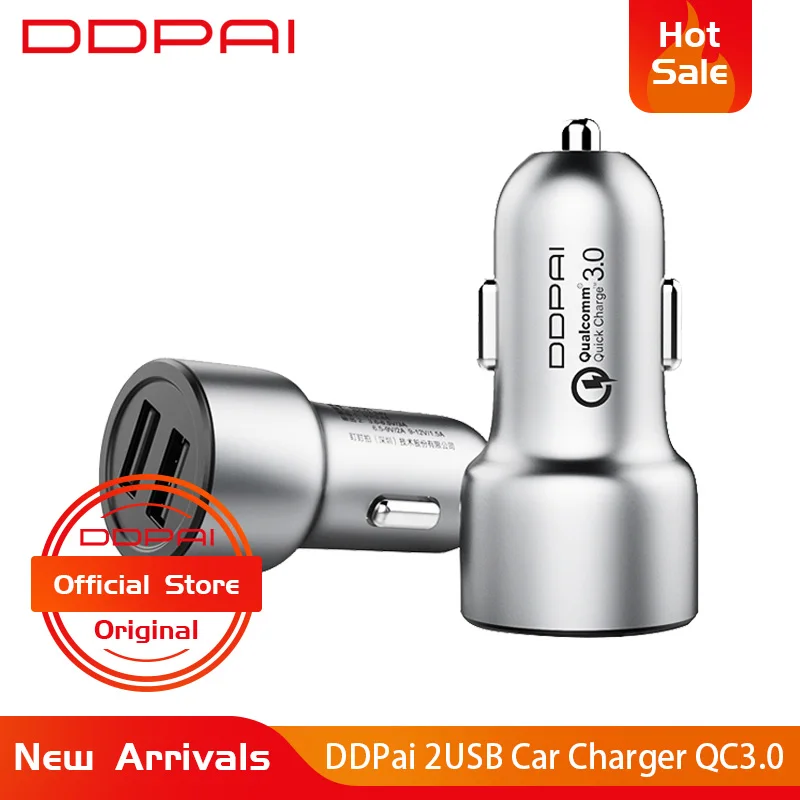 

Original DDPai 2USB Port Car Charger QC3.0 Quick Charger DDPai Metal Case Dual USB For Xiaomi Android iOS