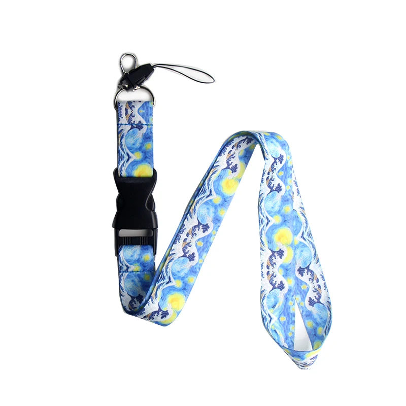 

K121 Wholesale 20pcs/lot Van Gogh Starry Sky Kanagawa Wave Lanyard Neck Key Strap for Phone Keys ID Card Lanyards Jewelry