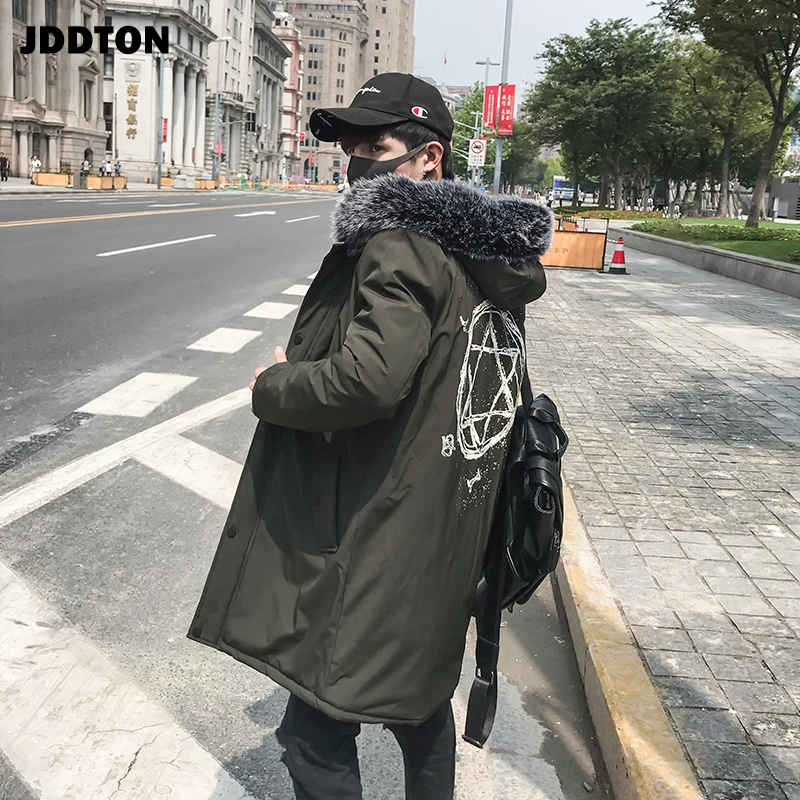 JDDTON, мужские длинные куртки с капюшоном, парки, Hombre, одежда, свободная Толстая куртка, ветронепроницаемая теплая ветровка, парка, пальто, уличная одежда, JE316