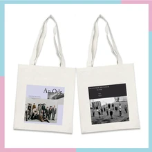 Kpop SEVENTEEN Холщовая Сумка на плечо с принтом, сумка K-pop SEVENTEEN, сумка для хранения на молнии, сумка для покупок, Эко сумка, коллекция вентиляторов