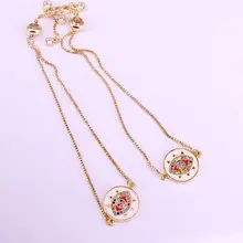 12 шт., модные красочные хрустальные эмаль для глаз женские ювелирные изделия металлические микро проложить CZ цепь из циркония браслет с подвесками