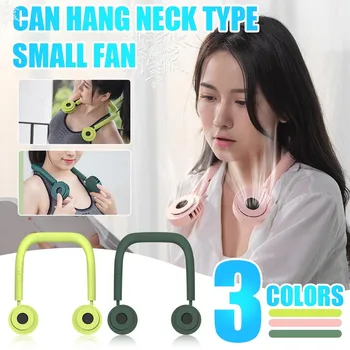 

Rechargeable Neckband Electric Fan Leafless Hands-free Usb Fan Cooler 2000mAh battery Hanging Neck Personal Cooling Fan 511#2