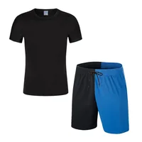 2021 Men's T-Shirt + Sports Shorts Set Summer Sportswear High Quality T-Shirt Running Set Gym Fitness Fashion Set Casual Wear 1