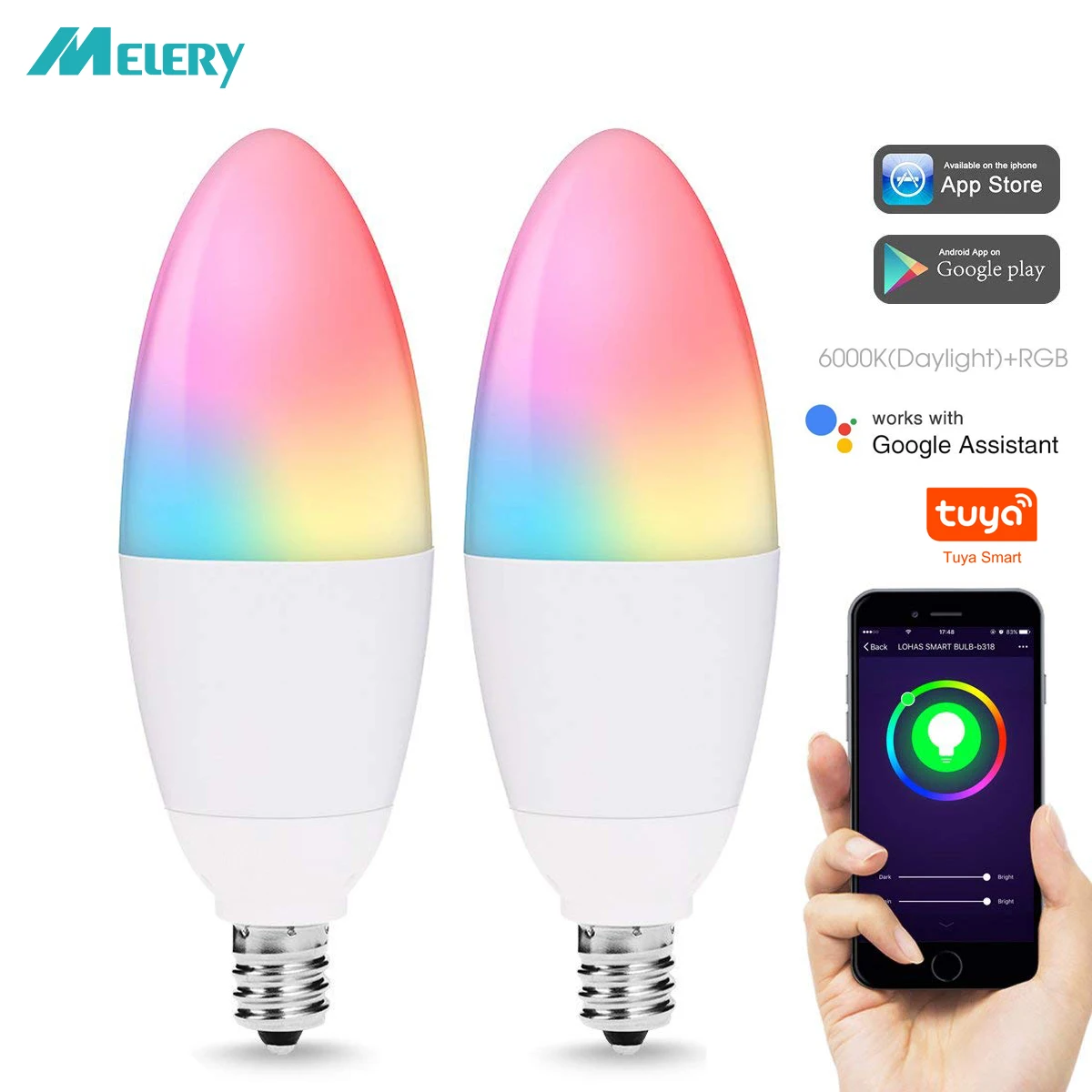 E12 WiFi умный светильник LED RGB свеча 40 Вт эквивалент изменение цвета ing пульт