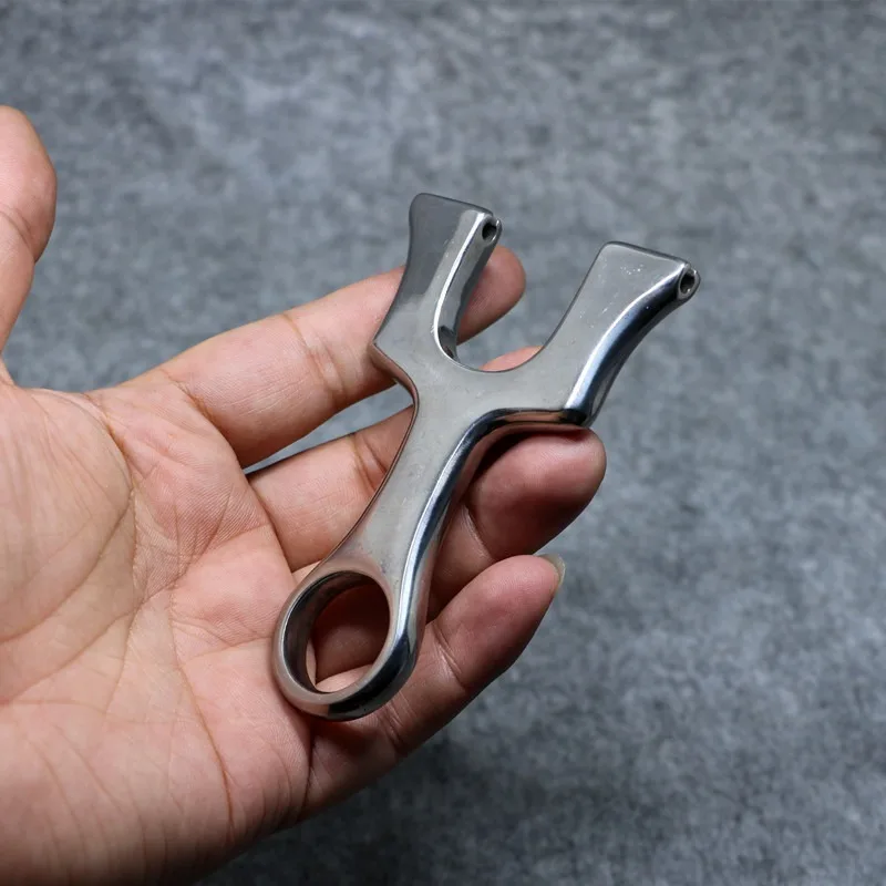 

New 304 Stainless Steel Metal Slingshot with Bright Surface and Free Binding for Outdoor Entertainment Hunting Catapult