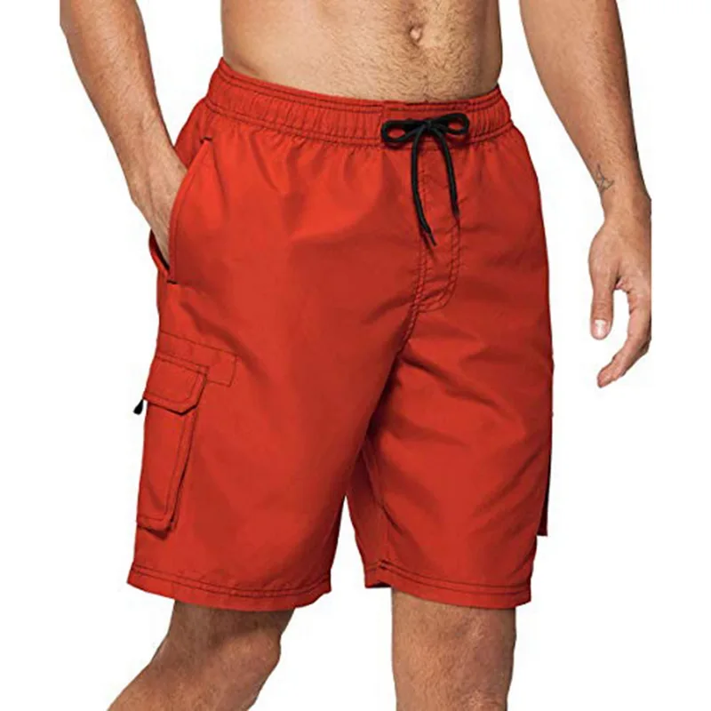 Летние повседневные мужские шорты Карго с несколькими карманами, короткие штаны, одноцветные, на завязках, Модные Качественные тонкие пляжные шорты, уличная одежда