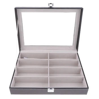 

Jewelry Box 8-slot Watch Organizer Storage Case with Lock and Mirror -Brown