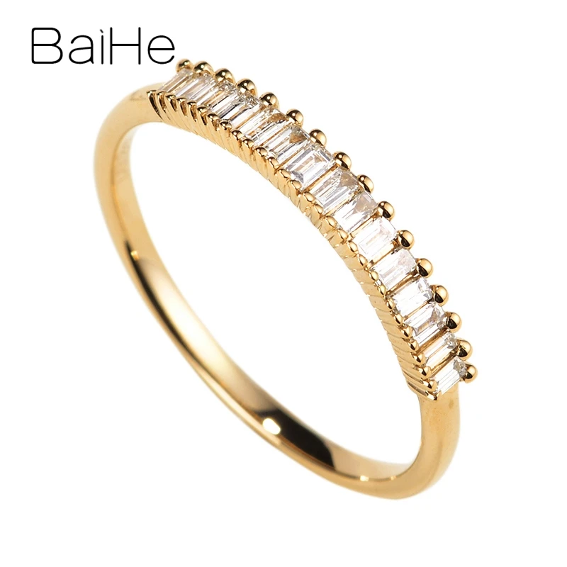 BAIHE однотонное 14K желтое золото 0.2CT H/SI натуральные бриллианты помолвка для женщин