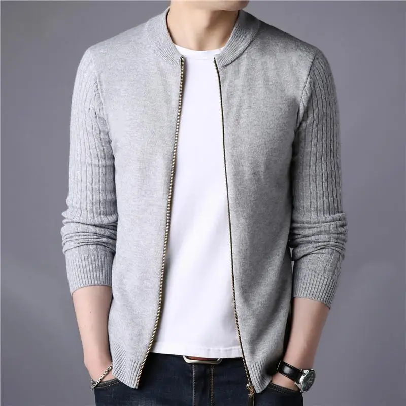 

Zipper Cardigan Sweater Men Winter Round Neck Knitted Jacket Sweatercoat Slim Fit Casual Sweters Coats Brand Mens Knitwear