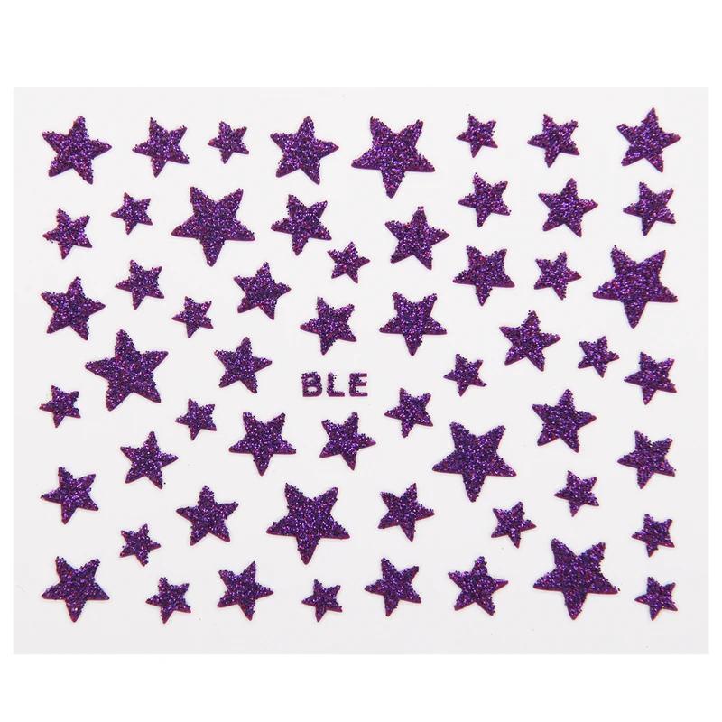 1 Sheet 3D Nail Slider Star Stickers Glitter Shiny Decoration Decal DIY Transfer Adhesive Colorful Nail Art Tips Tattoo Manicure