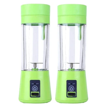 

2 Pack Portable Blender for Shakes and Smoothies Green Personal Handheld Mini Cup Juicer with USB Rechargeable Battery Travel Ju