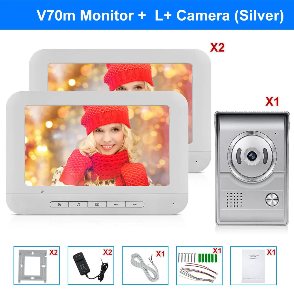 Two Monitor with Lw Проводной видео-дверной звонок Домофон Системы 7 дюймов Цвет монитор Панель с Ночное видение видео Камера телефон двери двухстороннее аудио дома Применение - Цвет: Two Monitor with Lw