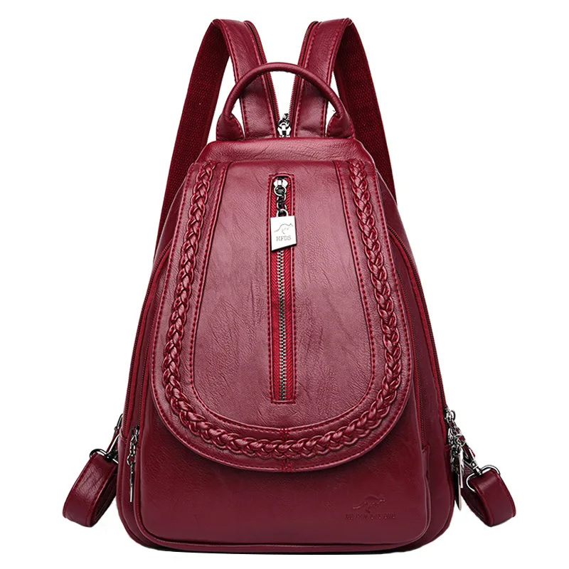 

2019 New Women Backpack Multifuction High Quality Leather Backpack Female Shoulder Bag Casual School Bags for Teenager Girls