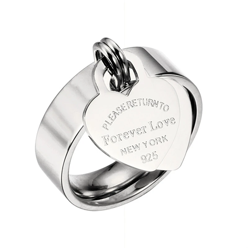 Кольца в виде сердца Forever Lover, кольцо из нержавеющей стали с гравировкой, золотые подвески, кольца на палец для женщин, свадебные ювелирные изделия бренда