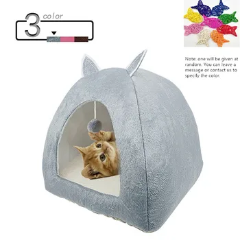 

Pet Cat Bed Indoor Kitten House Warm Small for cats Dogs Nest Collapsible Cat Cave Sleeping Plush Mats Soft Cat House