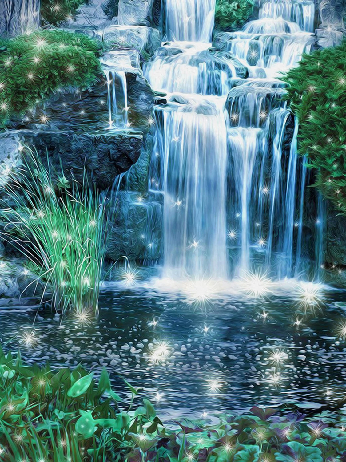 Evershine 5D DIY Diamond Embroidery Waterfall Scenery Diamond Painting Kit Full Square Rhinestones Mosaic Home Decoration 