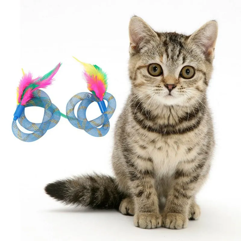 1 шт. игрушечный шланг для кошек, Весенняя интерактивная игрушка, гибкая пружина, спираль с пером, котенок, игрушка продукция для домашних животных игрушка для кота, товары