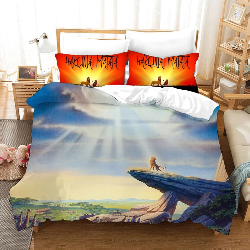 

Bedding set the lion king size quilt covers for kids bedroom decoration single 3 pcs birthday presents home textile cartoon new