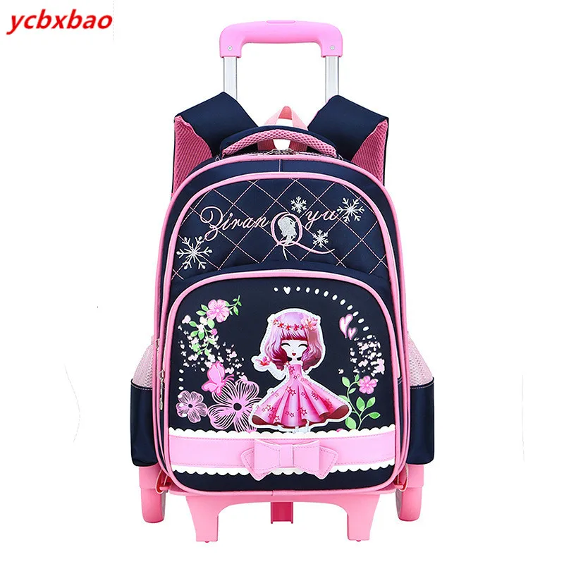 

New Child Cartoon Schoolbag Climb The Stairs Children Backpack Student Travel Luggage Rolling Trolley Case Girl Schoolbag