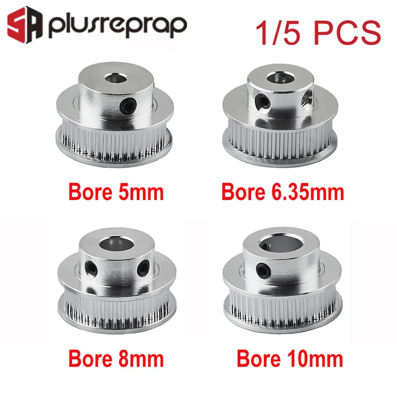 1PC 5PCS GT2 Timing Pulley 40 Teeth Teeth Bore 5mm 6.35mm 8mm 10mm For 6mm Belt 2GT Aluminum Alloy Pulleys 3D Printer Parts