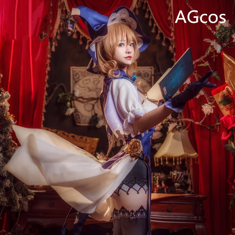 

AGCOS In Stock Genshin Impact Lisa Cosplay Costume Game Magician Lisa Christmas Sexy Dress Outfits