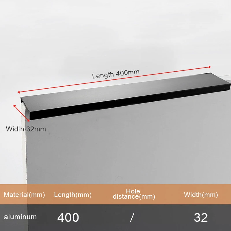 Sleek Black Aluminum Alloy Cabinet Handles for Kitchens and Furniture