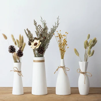 

NORDIC WHITE CERAMIC VASE ORNAMENTS FLOWER ARRANGEMENT DRIED FLOWER DECORATION OFFICE HOME LIVINGROOM TABLE ACCESSORIES CRAFTS