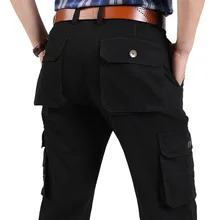 Весна Осень мужские брюки повседневные Свободные мешковатые хлопковые брюки карго прямые с несколькими карманами военные брюки плюс размер 44