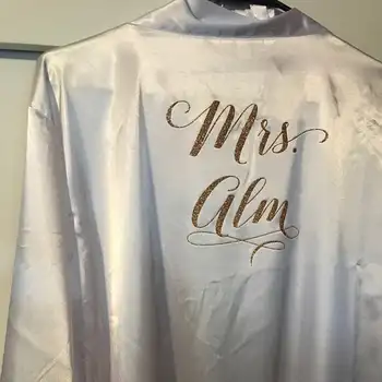 

custom Foil Bridesmaid Gift personalised Bachelorette Party dress robe Bridal Robe White Silk Robe kimono bathrobe silk Robe