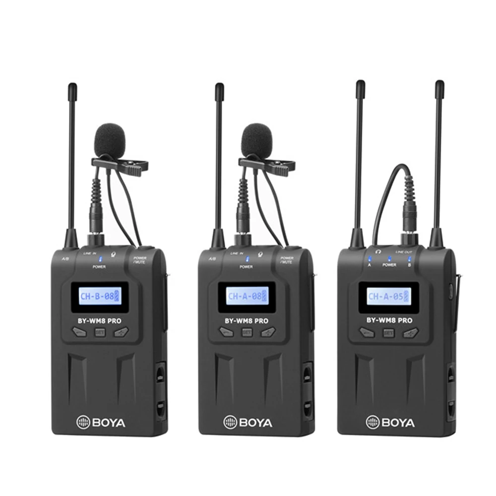 

BOYA BY-WM8 Pro UHF Wireless Lavalier Microphone System for iPhone 8 Video Interview Broadcast Canon Nikon DSLR Camera Camcorder